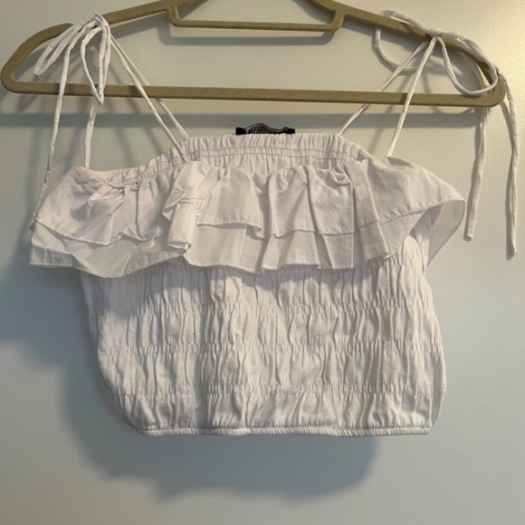 Zara white cropped frilly top size small - Picture 6 of 6